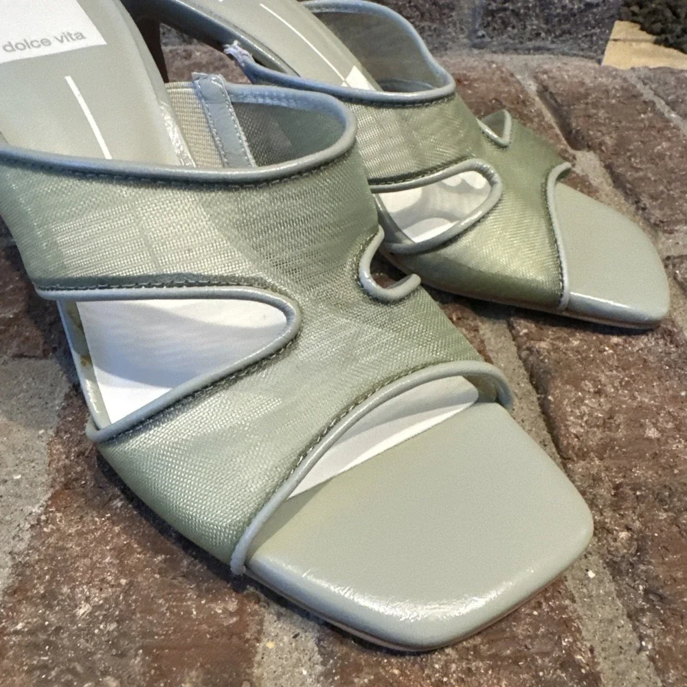 Dolce Vita Womens Sandals Green Mesh Open-Toe Slide Square Toe Size 6 #498